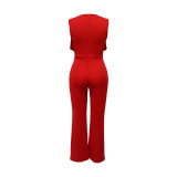 Ruffled Sleeveless Straight Leg Jumpsuit YF-5083
