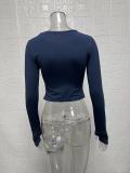 Solid Color Long Sleeve O Neck Tops GYSM-LZY014