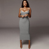 Casual Contrast Color Sling Midi Dress GYSM-W0225