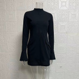 Solid Color Flare Sleeve Midi Dress GYSM-W0720