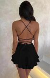 Solid Color Backless Sling Mini Dress GYSM-W0732