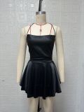 Solid Color Backless Sling Mini Dress GYSM-W0732