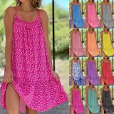 Plus Size Casual Crushed Flower Sling Midi Dress GYSM-W0735