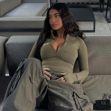 Half High Neck Skinny Zipper Pullover GYSM-LZY015