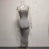 Casual Contrast Color Sling Midi Dress GYSM-W0225