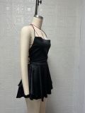 Solid Color Backless Sling Mini Dress GYSM-W0732