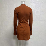 Solid Color Flare Sleeve Midi Dress GYSM-W0720