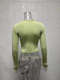 Solid Color Long Sleeve O Neck Tops GYSM-LZY014