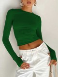 Solid Color Long Sleeve O Neck Tops GYSM-LZY014