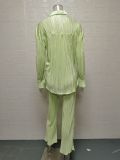 Solid Color Long Sleeve Split Shirt Pants Two Piece Set GYSM-W0513