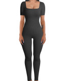 Rib Square Neck Slim Fit Yoga Jumpsuit GYSM-LTCX5203