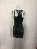 Sexy Sleeveless Faux Leather Zipper PU Dress GYSM-W0315