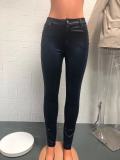 Solid Color PU Leather Pencil Pant GYSM-W0313