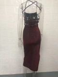 Backless Square Neck Solid Color Sling Midi Dress GYSM-W0504