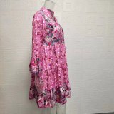 Plus Size V-neck Floral Patchwork Print Mini Dress GYSM-W0531