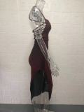 Backless Square Neck Solid Color Sling Midi Dress GYSM-W0504