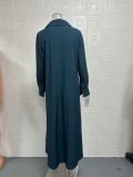 Solid Color V Neck Loose Long Dress GYSM-W0724