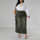 Plus Size Fashion Denim Split Half-body Skirt GDAM-8007