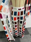 Casual Print Long Split Coat Two Piece Pants Set NY-10771