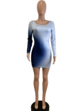 Gradient Color Long Sleeve Mini Dress QODY-6032