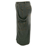 Plus Size Fashion Denim Split Half-body Skirt GDAM-8007