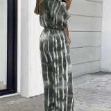 Plus Size Print 3/4 Sleeve Straight Jumpsuit GDAM-218296