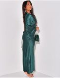 Loose Printed Casual Satin Long Dress LS-0406