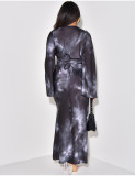 Loose Printed Casual Satin Long Dress LS-0406