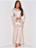 Loose Printed Casual Satin Long Dress LS-0406