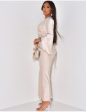 Loose Printed Casual Satin Long Dress LS-0406