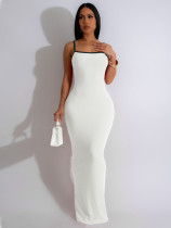 Sexy Sling Contrast Color Slim Maxi Dress SFY-449