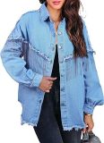 Chain Studded Street Fashion Single Breasted Denim Jacket GYAN-641
