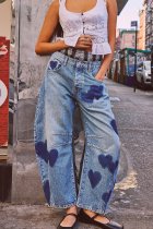Casual Loose Heart Spliced Tube Jeans GYAN-16849
