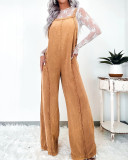 Loose Denim Wide Leg Jumpsuit Back Pants GYAN-16859