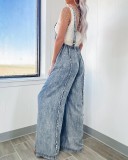 Loose Denim Wide Leg Jumpsuit Back Pants GYAN-16859