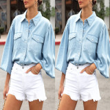 Casual Washed Long Sleeve Denim Shirt GYAN-612