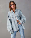 Long Sleeve Lapel Denim Shirt Coat GYAN-32131