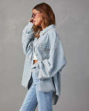 Long Sleeve Lapel Denim Shirt Coat GYAN-32131
