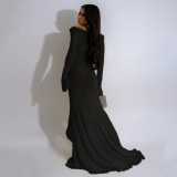 V Neck Solid Color See Through Maxi Dress CYA-901194