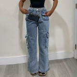 Fashion Multi-pocket Loose Jeans WAF-77669