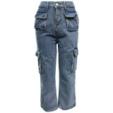 Fashion Multi-pocket Loose Jeans WAF-77669