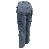 Fashion Multi-pocket Loose Jeans WAF-77669