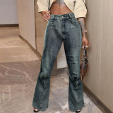 Fashion Denim Button Washed Loose Jeans WAF-77668