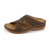 Cross Strap Hollow Out Slope Heel Slippers GYUX-F22