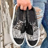 Snake Print Colorblocked Flat Canvas Shoes GYUX-6468