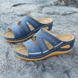 Embroidered Slope Heel Fish Mouth Sandals GYUX-63541