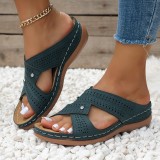 Cross Strap Hollow Out Slope Heel Slippers GYUX-F22