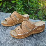 Embroidered Slope Heel Fish Mouth Sandals GYUX-63541