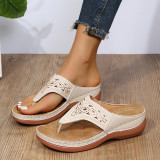 Hollowed Out Thick Bottom Clip Toe Sandal Slippers GYUX-241