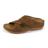 Cross Strap Hollow Out Slope Heel Slippers GYUX-F22